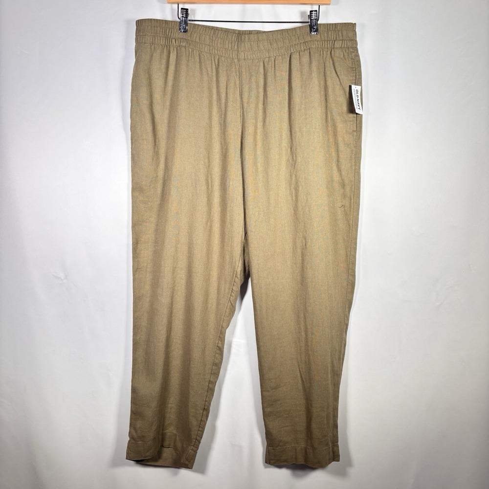 Old Navy High Rise Straight Leg Linen Pants Womens XL Resort Comfort Waist Beach